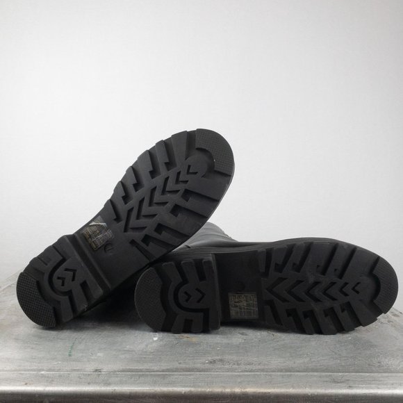 SOLD Nasty Gal Combat Moto Boots Faux Leather Size 9 Chunky Heeled Biker Ankle - Picture 7 of 7